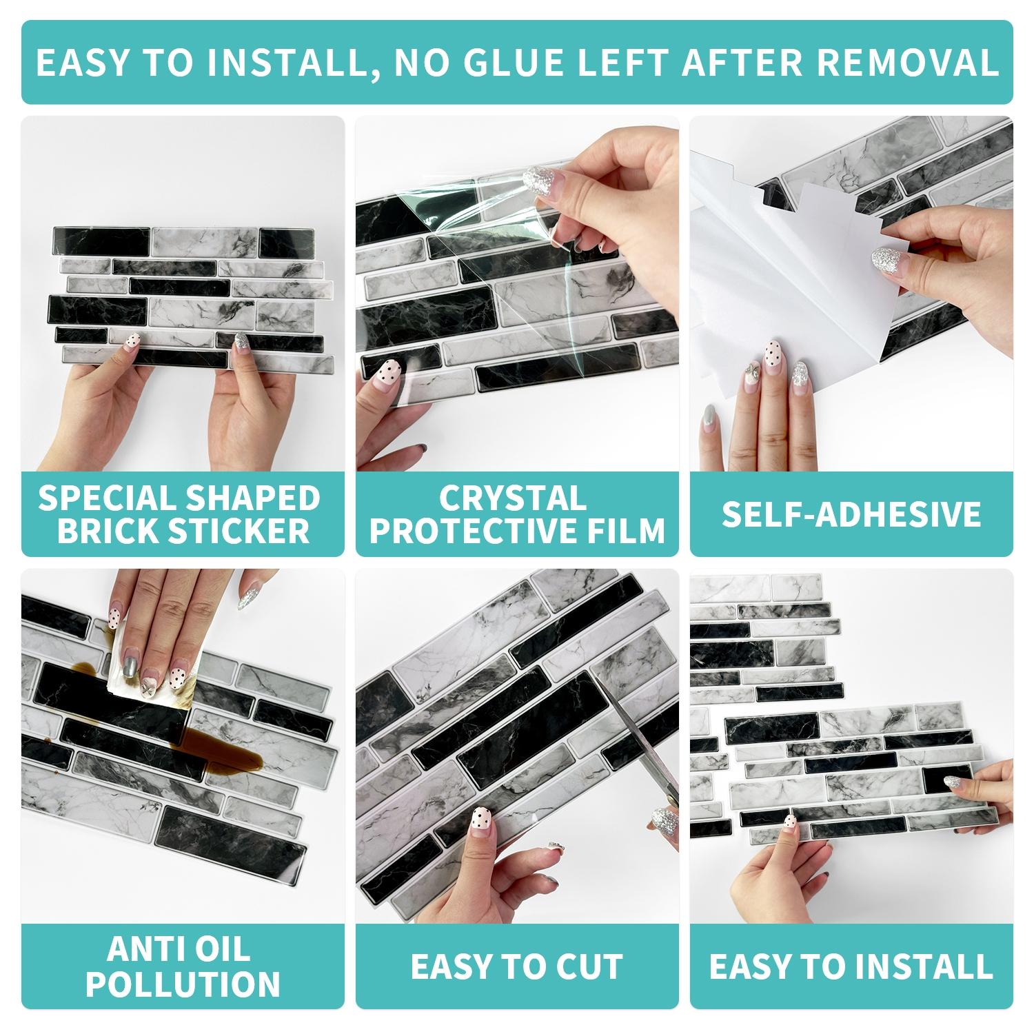 24pcs Marble Self-Adhesive Wall Tile Stickers, Decorative Wall Sticker, Bathroom & Kitchen Decor, Easy Peel-And-Stick Design, Universal Fit for Any Space