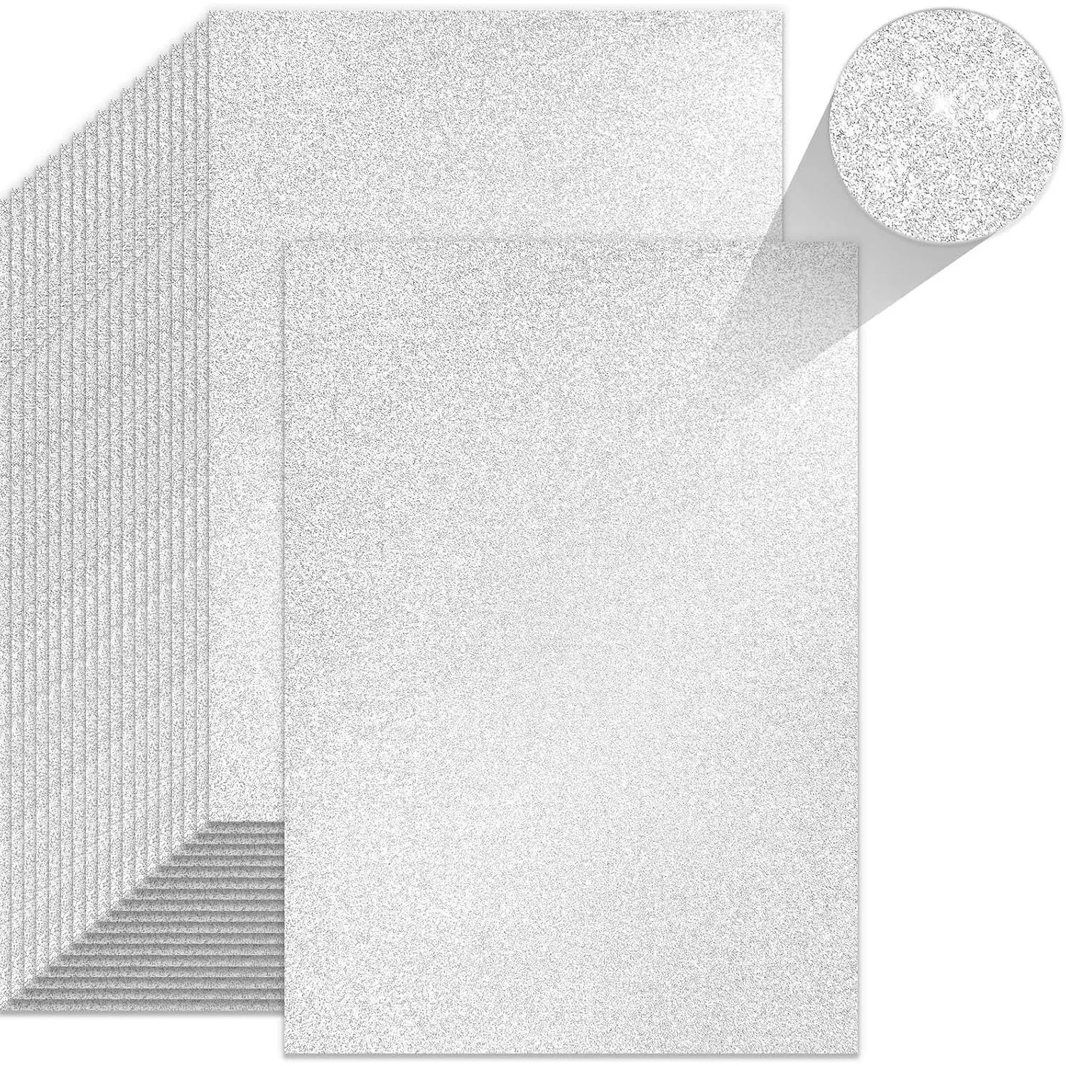 27 Sheets Silver Glitter Cardstock, 8.27 x 11.7 Inches (A4 Size), 250gsm/92lb Heavyweight Sparkle Paper for Wedding Invitations, Scrapbooking, Card Making, DIY Cake ToppersGift