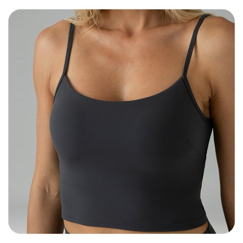 Colorfulkoala Women's Dreamlux Crop Tank Tops with Built in Bra Adjustable Workout Yoga Camisole