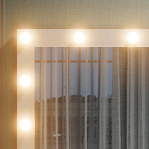 FUSOU 55"W 13 Drawers Vanity Desk, Makeup Vanity with Power Outlet, Vanity Table with Mirror and 13 LED Bulbs, 3 Color Lighting Modes, Glass Top, Dressing Table for Bedroom