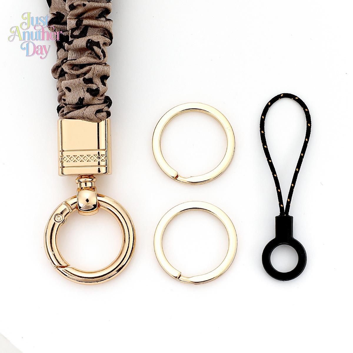 New Scrunchie Style Elastic Lanyard, stretchy pleated fabric strap with gold-tone hardware, multi-functional for ID badges, keys, and phones, available in trendy prints and solid colors, soft, comfortable, and durable for everyday use, Accessories, Mobile