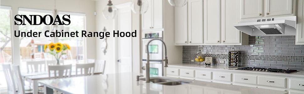 SNDOAS 30 inches Efficiency Ducted/Ductless Convertible Under Cabinet Range Hood, 230CFM Black Kitchen Stainless Steel Hood Vents with 2 Speed Exhaust Fan, USGF3976BK vent hood Durable Led Grease Filter Odor Control Energy Saving