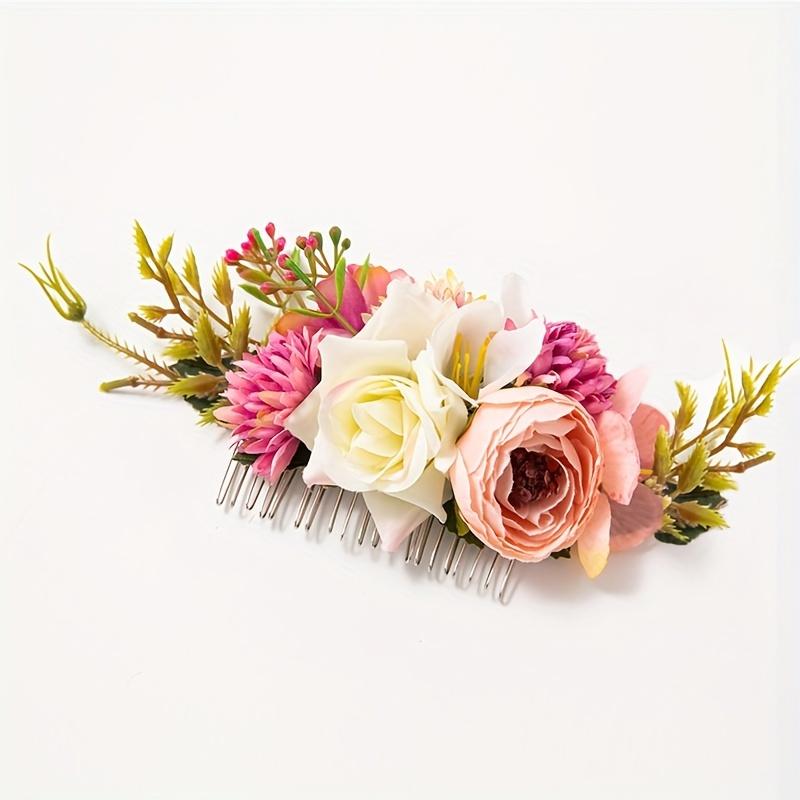 Unisex New Style Faux Fabric Comb with Floral Accents - Leisure Outdoor Accessory for Brides, Perfect for Bride Look & Seaside Vacation Hairstyles