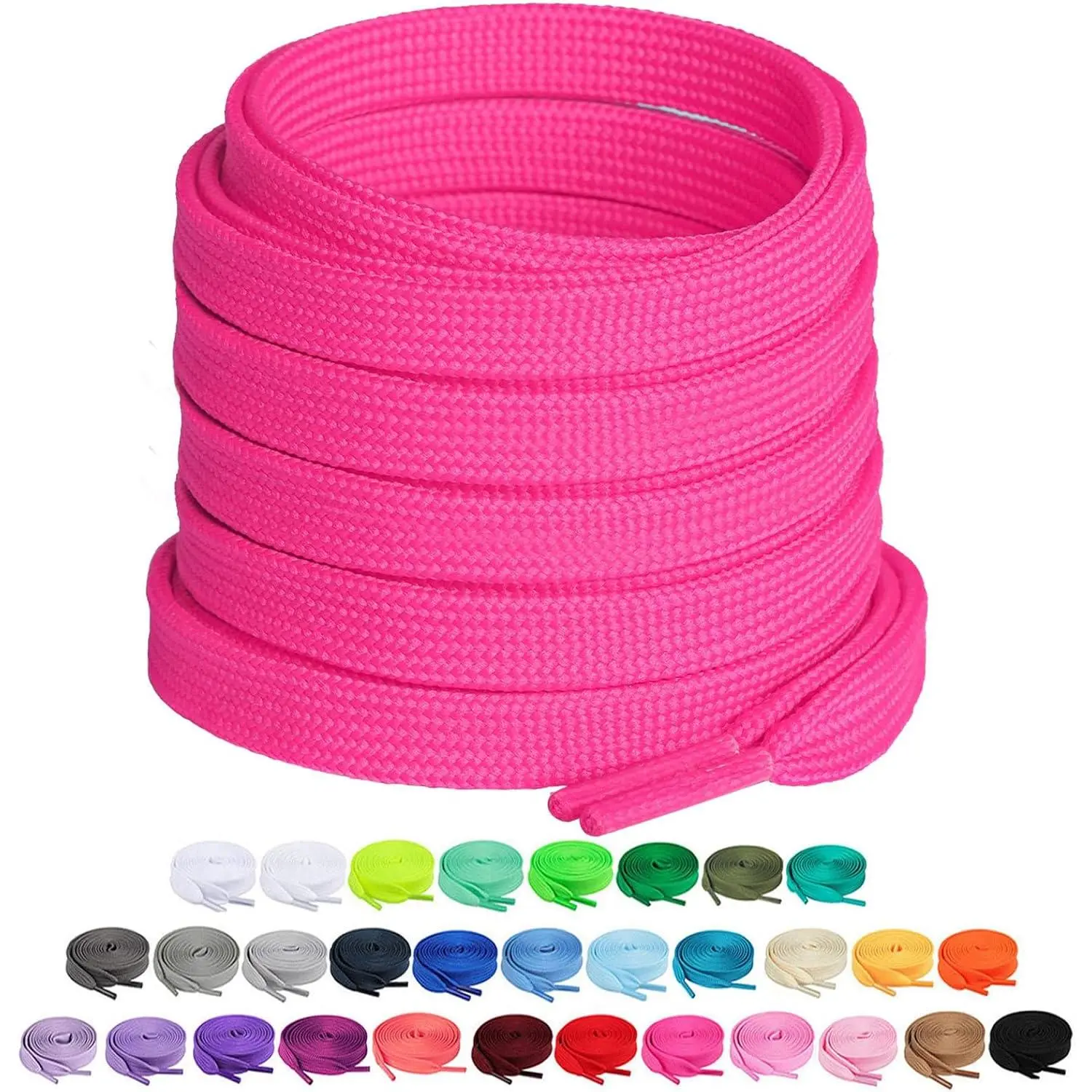 2 Pairs 2/5" Flat Shoe Laces for Sneakers 31 Colors Shoelaces in 27"-72"