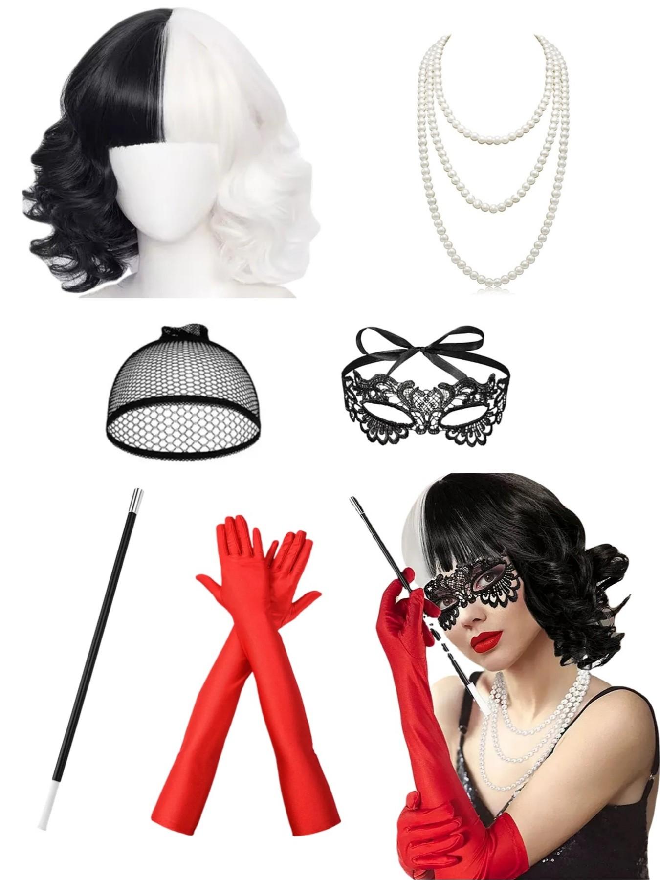 6-Piece Witch Costume Set, Fun Cosplay Props, Party Accessories, Summer New Arrival, Colorblock Design, All Seasons