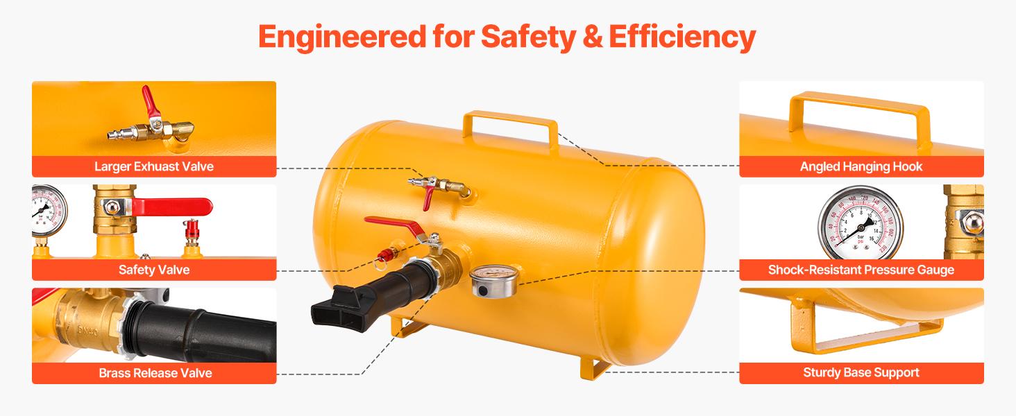 VEVOR Air Tire Bead Seater, 10 Gal/ 37.9 L, Heavy Duty Tire Bead Blaster Tool, 87-116 PSI Operating Pressure, Air Trigger Seating Inflator for ATV, Tractor, Pickup, Truck, Jeep, RV, UTV, Yellow