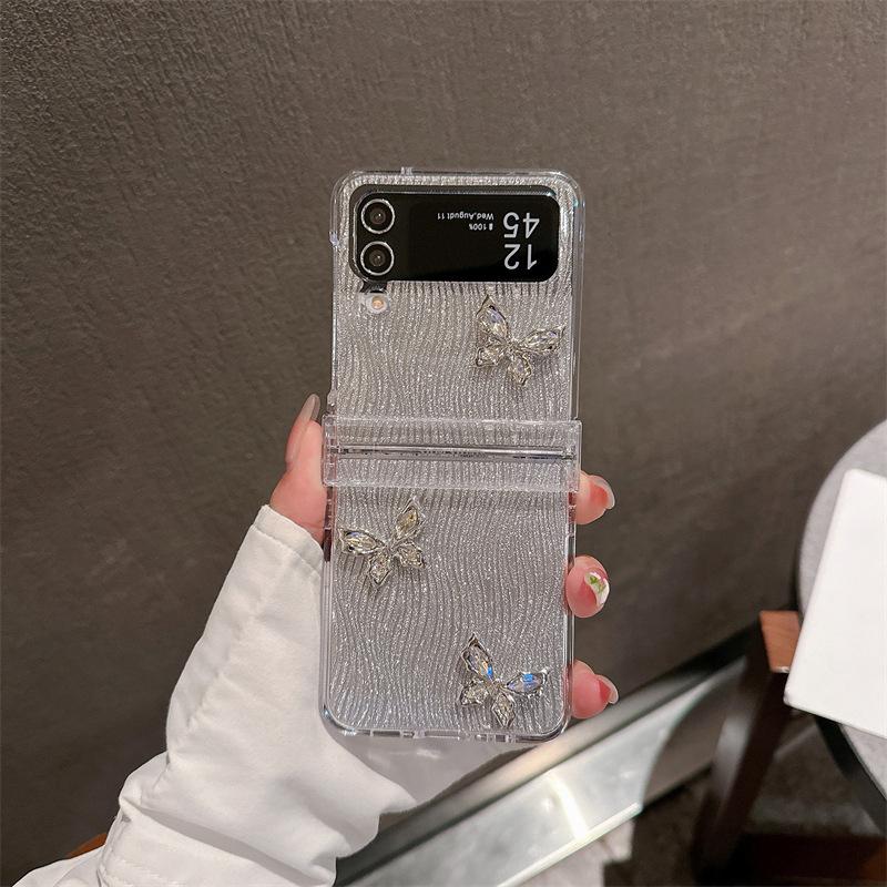 Butterfly Bowknot Phone Case For Samsung Galaxy Z Flip 7 6 5 4 Protective Back Cover For ZFlip5 ZFlip6 ZFlip7 Case Shell