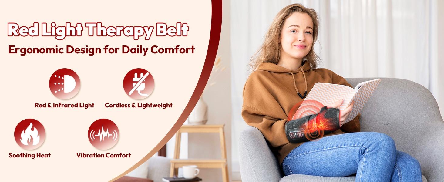 1PC Wearable Infrared Heating & Vibration Wrist Wrap for Body Hands Arm & Knee,Cordless Massager with 36 LEDs,Adjustable Heat for Office Travel & Sports Relaxation, Relaxation Aid