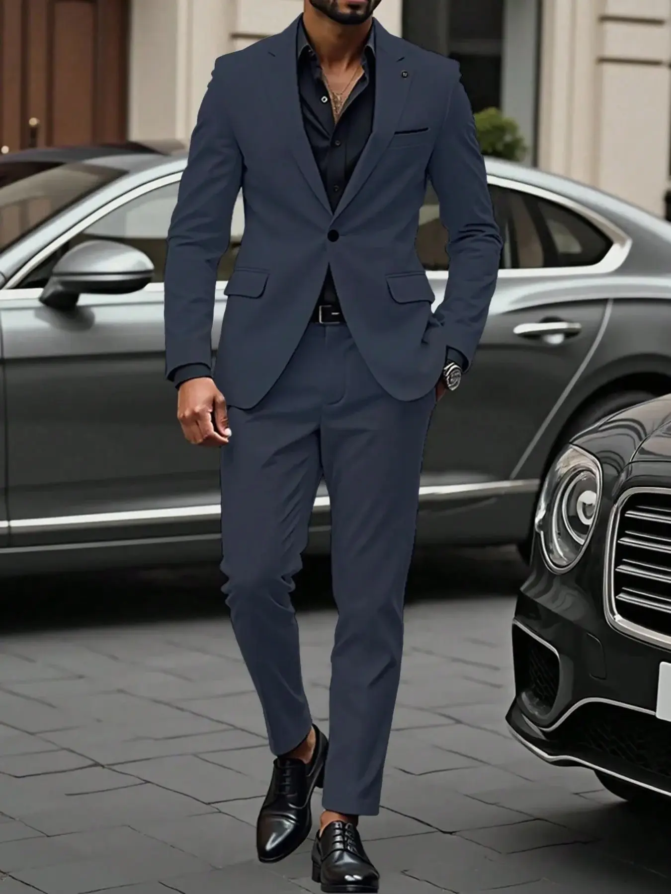 Men's Formal Suit Pants Set, Washable Single Button, Waist Adjustable, All Seasons, Slim Fit, Wedding, Funeral, Ceremony