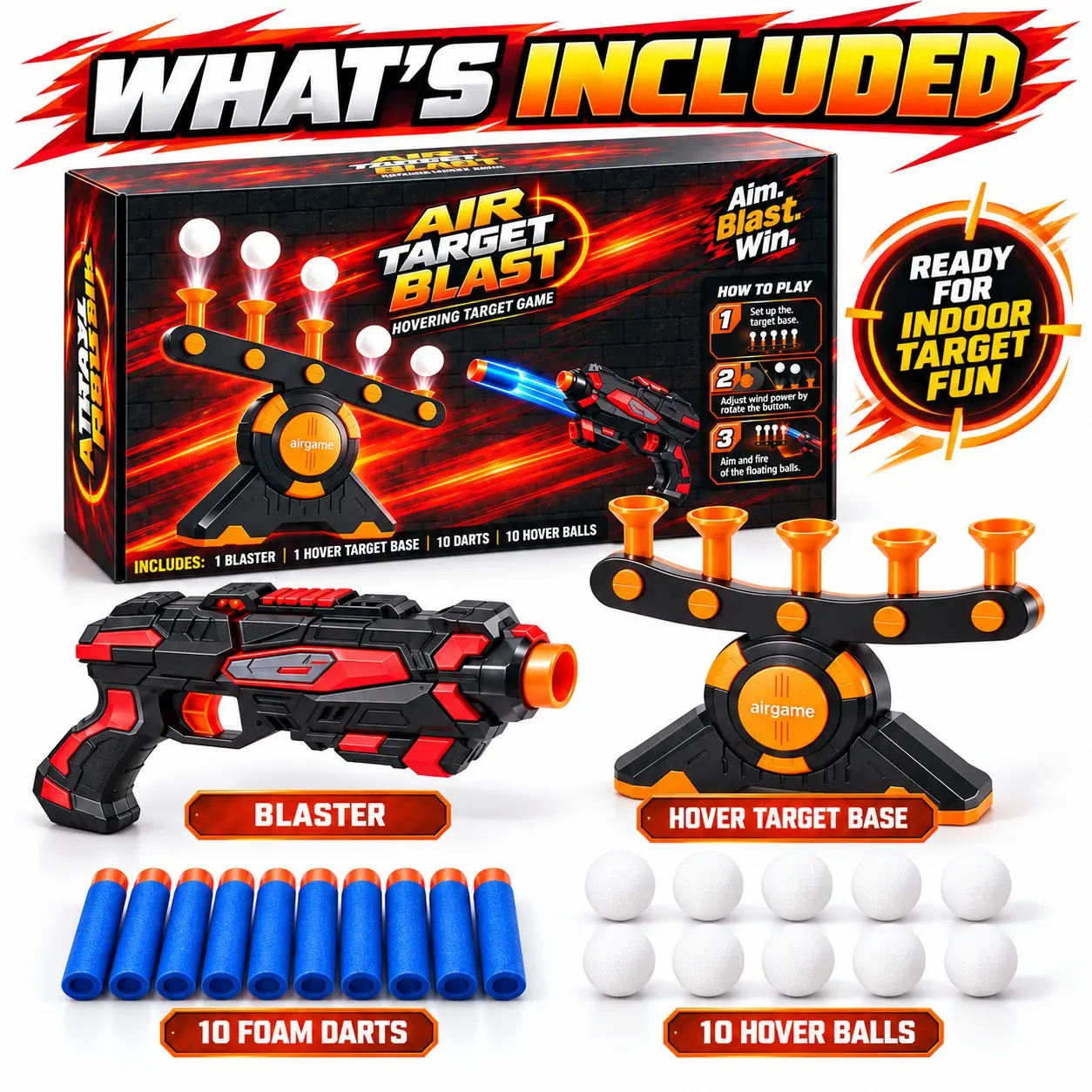 Floating Shooting Game for Family Parties, Cool Birthday Gift, Includes Foam Dart Launcher, Target, Dart, Foam Balls, Requires 4x1.5v Batteries