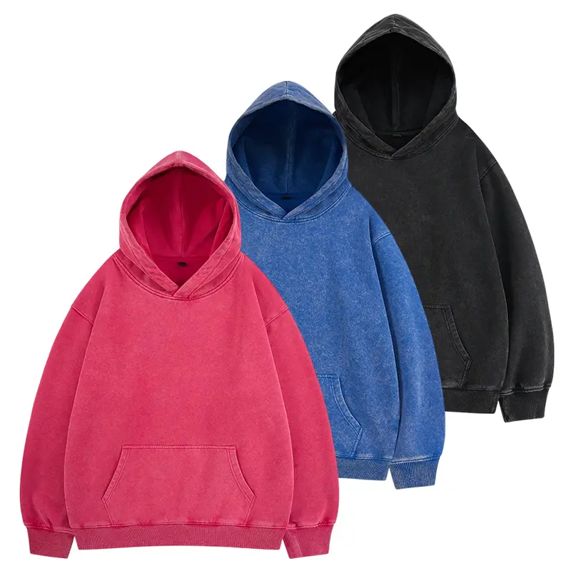 Women's Vintage Washed Slim Pullover Hoodie - Lady's Long-Sleeve, Drop Shoulder, Front Kangaroo Pocket, Streetwear Loungewear Casual Top for Autumn & Winter, Streetwear Loungewear Women