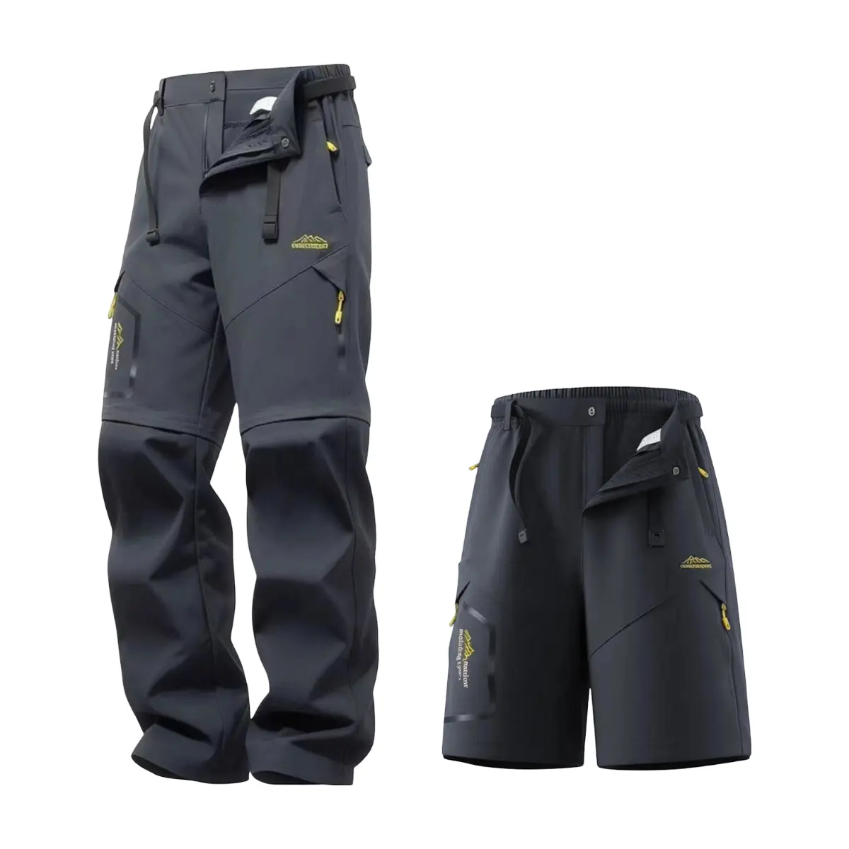 Men Zip Off Convertible Hiking Pants Detachable Leg Quick Dry Water Resistant Outdoor Trekking Trousers Multi Zipper Pockets Lightweight Breathable 2-in-1 Pants Convert to Shorts Ideal for Camping Climbing Travel Fishing Daily Casual Outdoor Activities