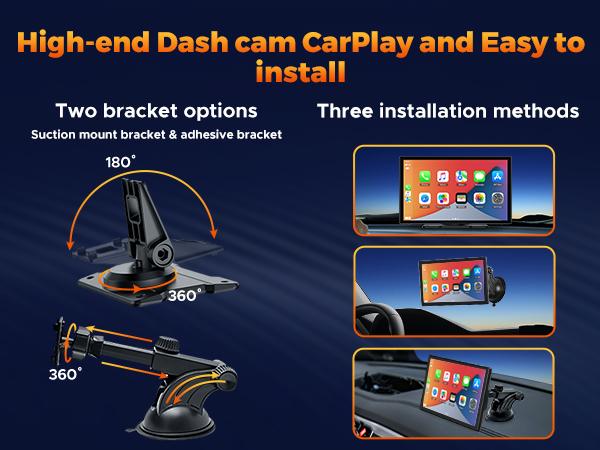 【Valentines】LAMTTO Portable 9-Inch Wireless CarPlay Screen with Dashcam — 2.5K Front Camera and 1080p Rear Camera. Supports Apple CarPlay and GPS Navigation, Suitable for Monitoring Infants in the Car and Reversing Assistance