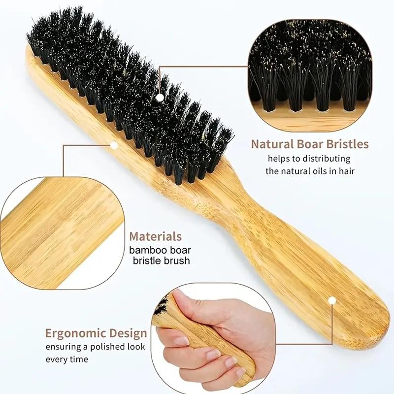 Bamboo Handle Hair Brush with Soft Bristles, Elegant Design for Styling, Smooths and Straightens Hair, Gentle Detangler, Unisex Use