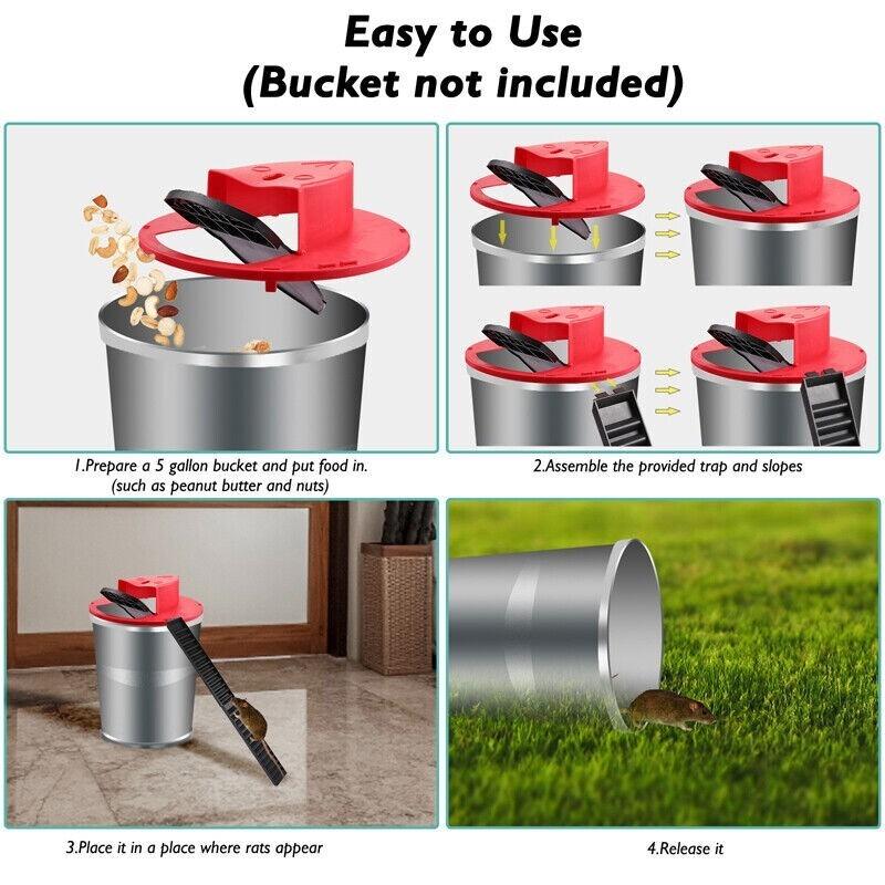 🐁Flip N Slide Bucket Lid Mouse Trap,🏠Mouse Traps Bucket for Indoor and Outdoor Use - Mouse Traps Indoor for Home - Multi-Catch, Auto-Reset, Humane or Lethal Rat Trap - ABS Material -Reusable Mouse Trap 🐁Flip N Slide Bucket Lid Mouse Trap,🏠Mouse Traps Bucket for Indoor and Outdoor Use - Mouse Traps Indoor for Home - Multi-Catch, Auto-Reset, Humane or Lethal Rat Trap - ABS Material -Reusable Mouse Trap