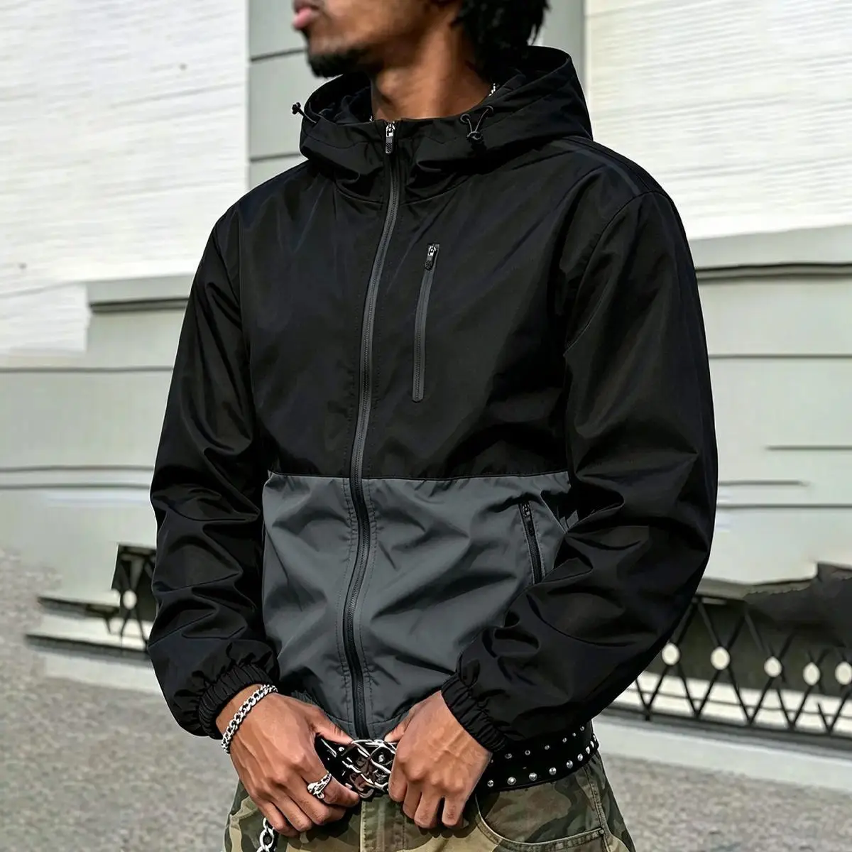 Men's Casual Windproof Waterproof Drawstring Zip-up Hoodie Jacket Classic Racing Sport Coat Durable Stylish for Car Enthusiasts Everyday Wear All Seasons Long Sleeve Athletic Techwear Athleisure Style Daily Outdoor Wear,sohochic