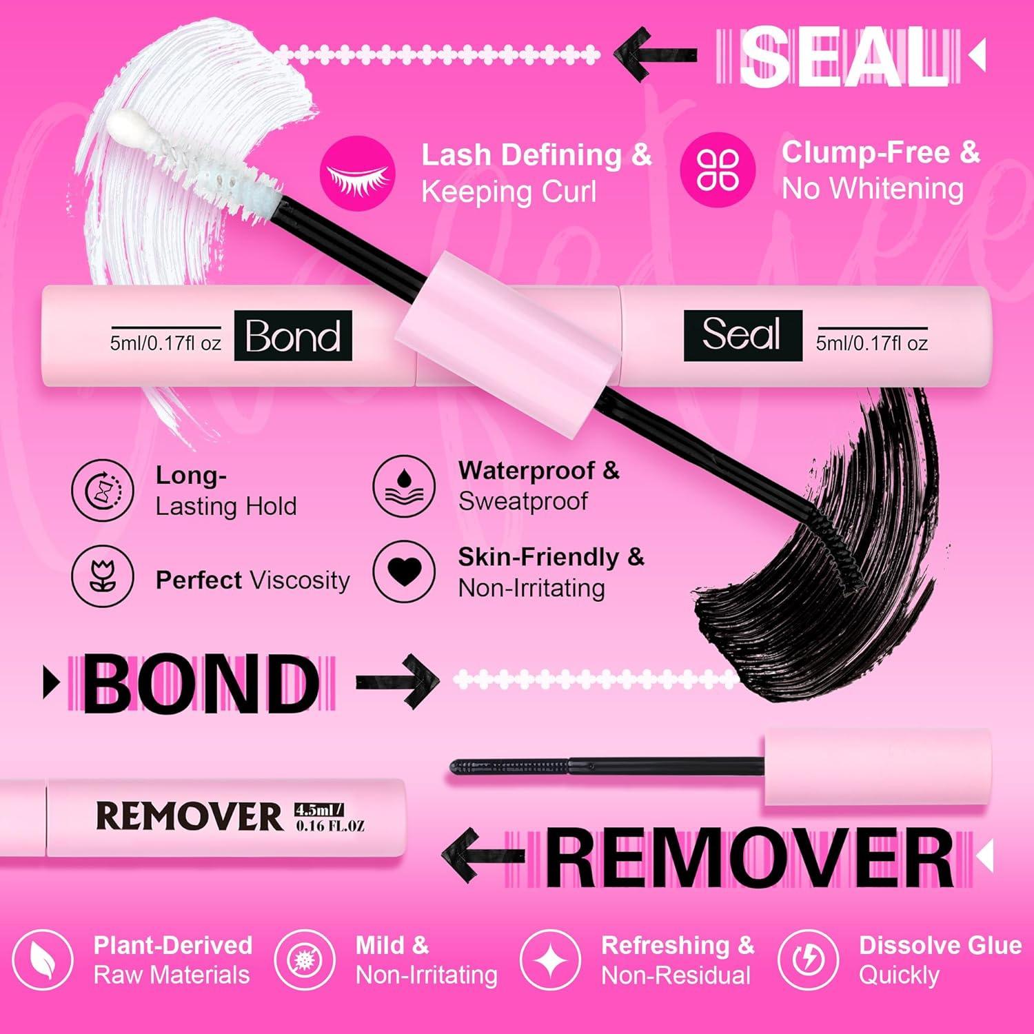 110pcs C Curl Cartoon Eyelash Cluster Kit, Eyelash Extensions Kit, Natural Look Fine Thread DIY Eyelash Extension Set with Glue Remover Tweezers Brush