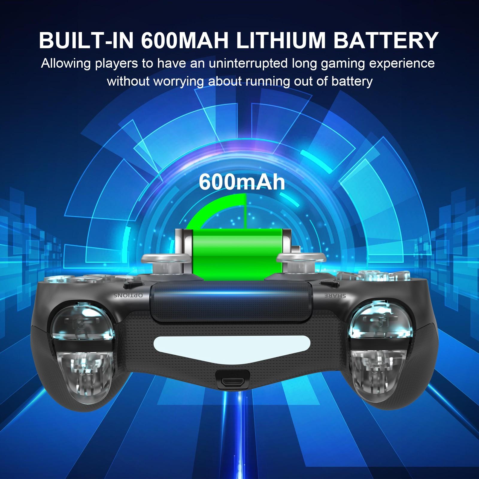 Wireless Game Controller with Three-Color Lights, Compatible with Ps4 Ps3 PC, RGB LED Bluetooth-compatible, Six-Axis Gyroscope, Dual Vibration Feedback