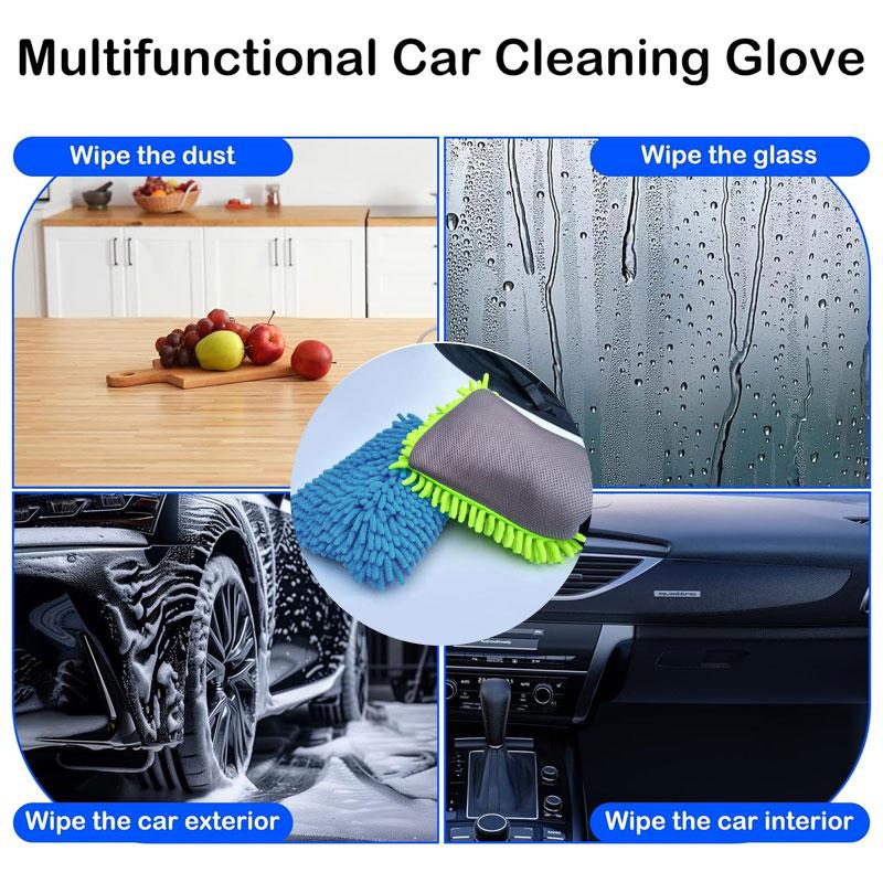 Car Cleaning Glove, Double-sided Car Wash Mitt, Thick Car Cleaning Mitt, Anti-scratch Car Cleaning Tool, Home Kitchen Plush Glove Tool