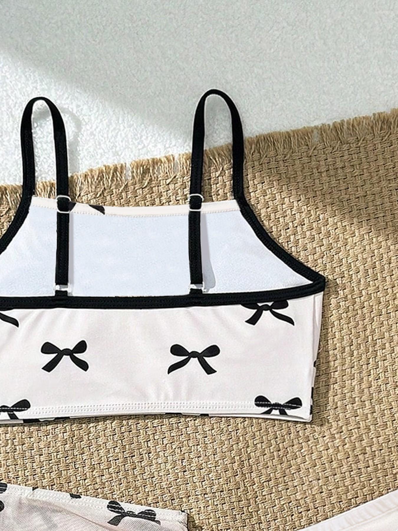 Three-Piece Girl Print Swimsuit Set, Summer Swimwear, Boho Style, Cute Kids Beach Resort, Perfect for Girls' Summer Vacation