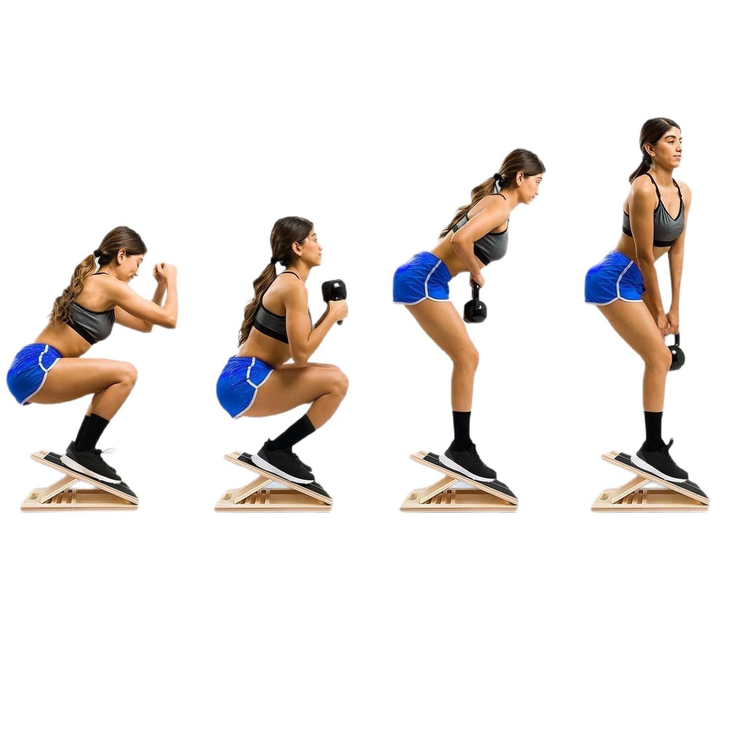 Portable Wooden Slant Board for Calf Stretching Squats Calf Stretcher Pilates Physical Therapy Equipment Adjustable Incline Board for Knees Ankle Heel Feet Leg