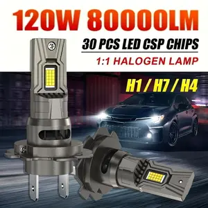 2-Pack H7 H4 H1 LED Headlights 120w 80000lm Super Bright, 9003 Hb2 Spotlights, Car Bulbs, H7 LED Canbus, 6000k 12V