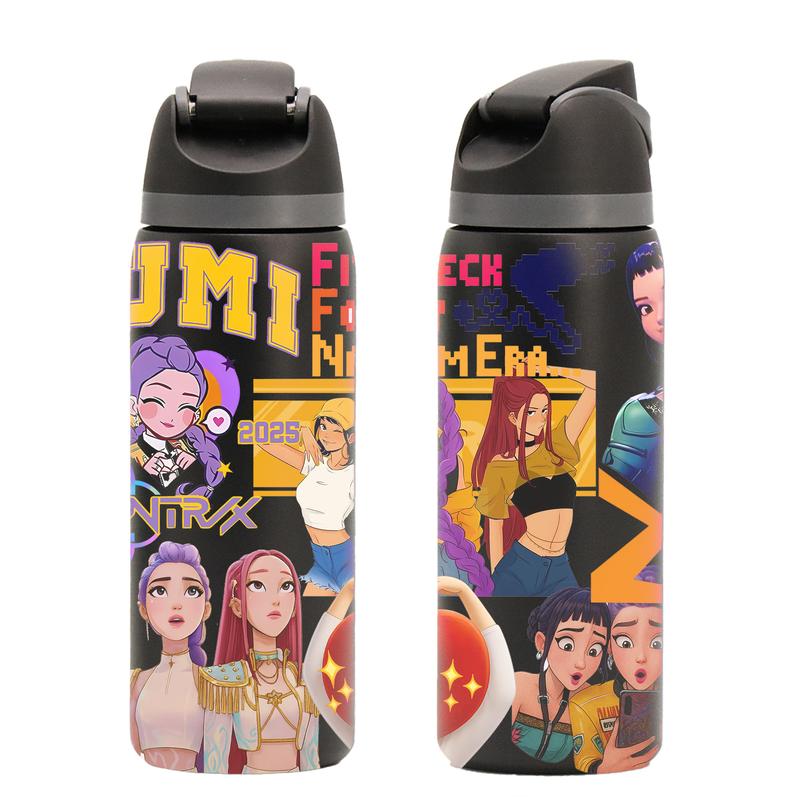 Auracup 1 Pc 19/24/32oz insulated mug, double wall vacuum cup with leak-proof lid, hot cold drinks tumbler, keeps hot 12 hours cold 24 hours, anime style colorful print, stainless steel thermal travel mug, Stainless steel flask, gift for women men, Chr