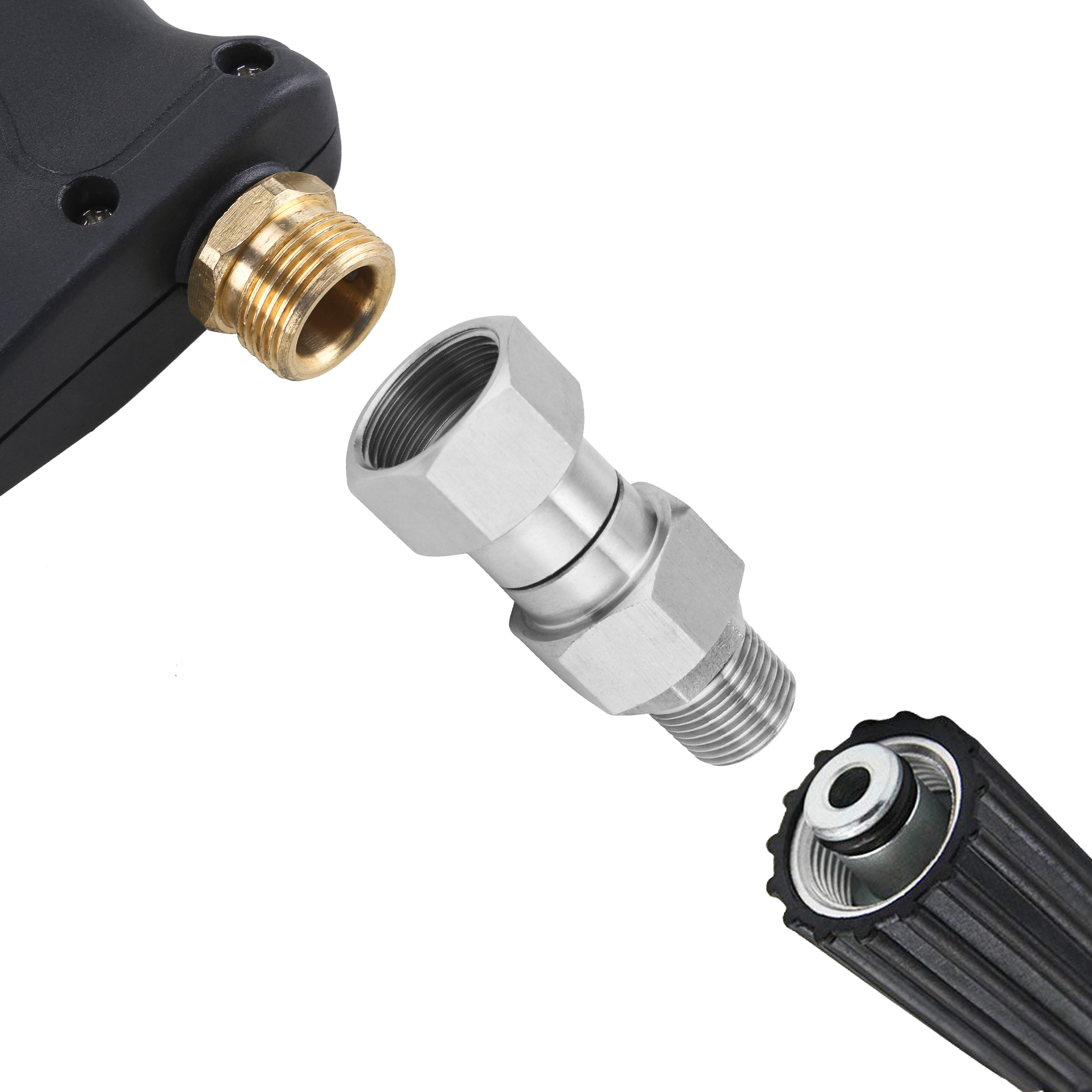 M MINGLE Pressure Washer Swivel Fitting, Metric M22 14mm Thread, Stainless Steel, 4500 PSI