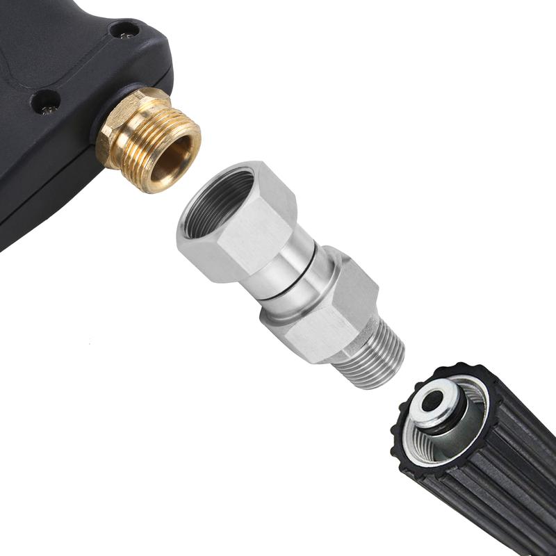 M MINGLE Pressure Washer Swivel Fitting, Metric M22 14mm Thread, Stainless Steel, 4500 PSI