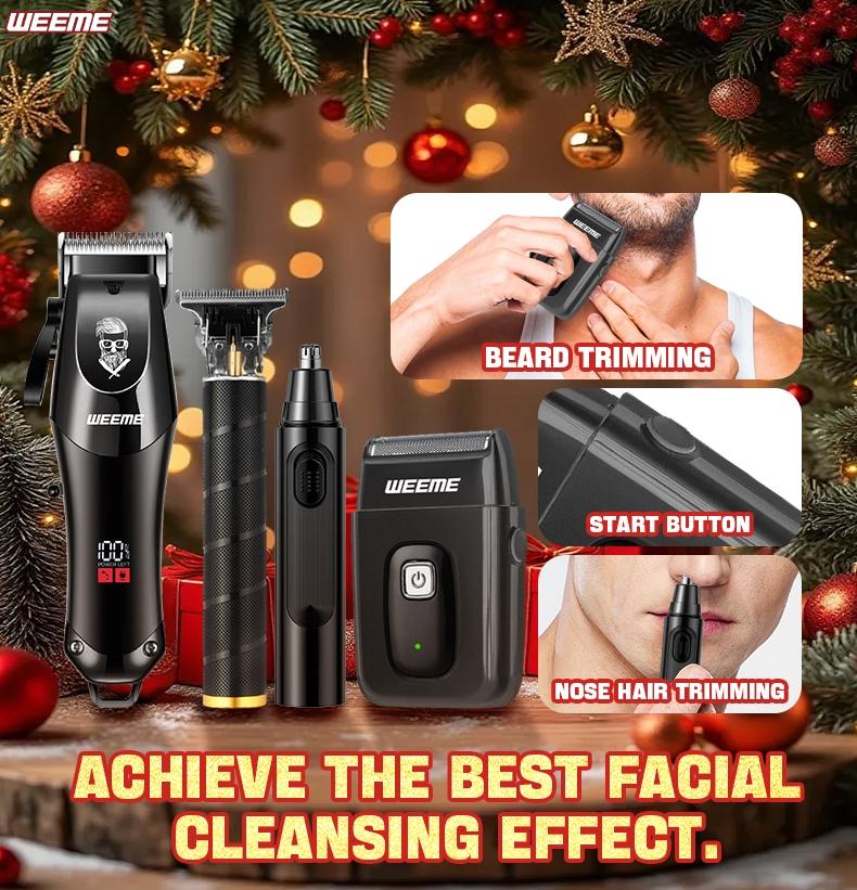 Weeme Electric Hair Clipper for Men, Professional Trimmer with T-Head, Hair Trimmer Tool, USB Rechargeable Shaver, Nose Hair Trimmer, Holiday Gift Idea