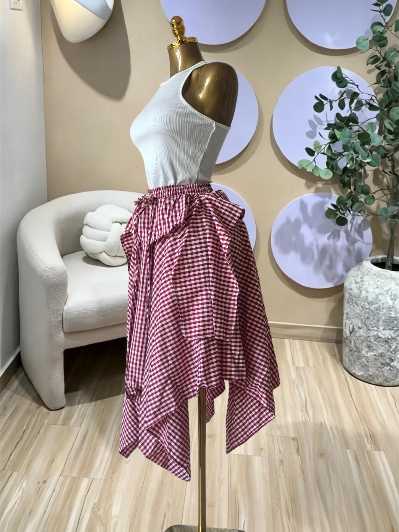 PULKRITU Elegant Women's Sleeveless  Knit Tank Top and Asymmetrical Skirt Set, High Waist Striped Ruffle Dress Two-Piece,Casual Beach Resort Birthday, Vacation Street Lady Two-Piece Set,Female Fashion 2 Piece Co-ord Set, Casual Everyday Set