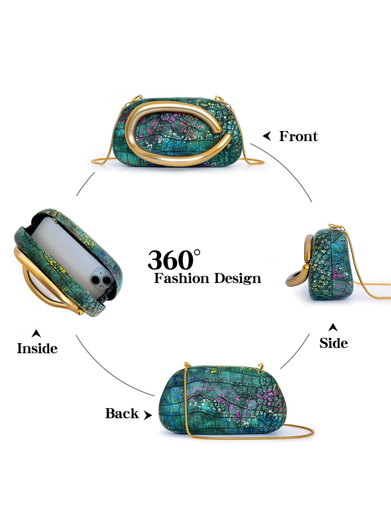 Women's Evening Bag, Crocodile Pattern Handbag, Handheld Bag Purse, Elegant Simple Party Purse, Fashion Accessories for Weddings, Christmas, Birthdays, Ideal Gift