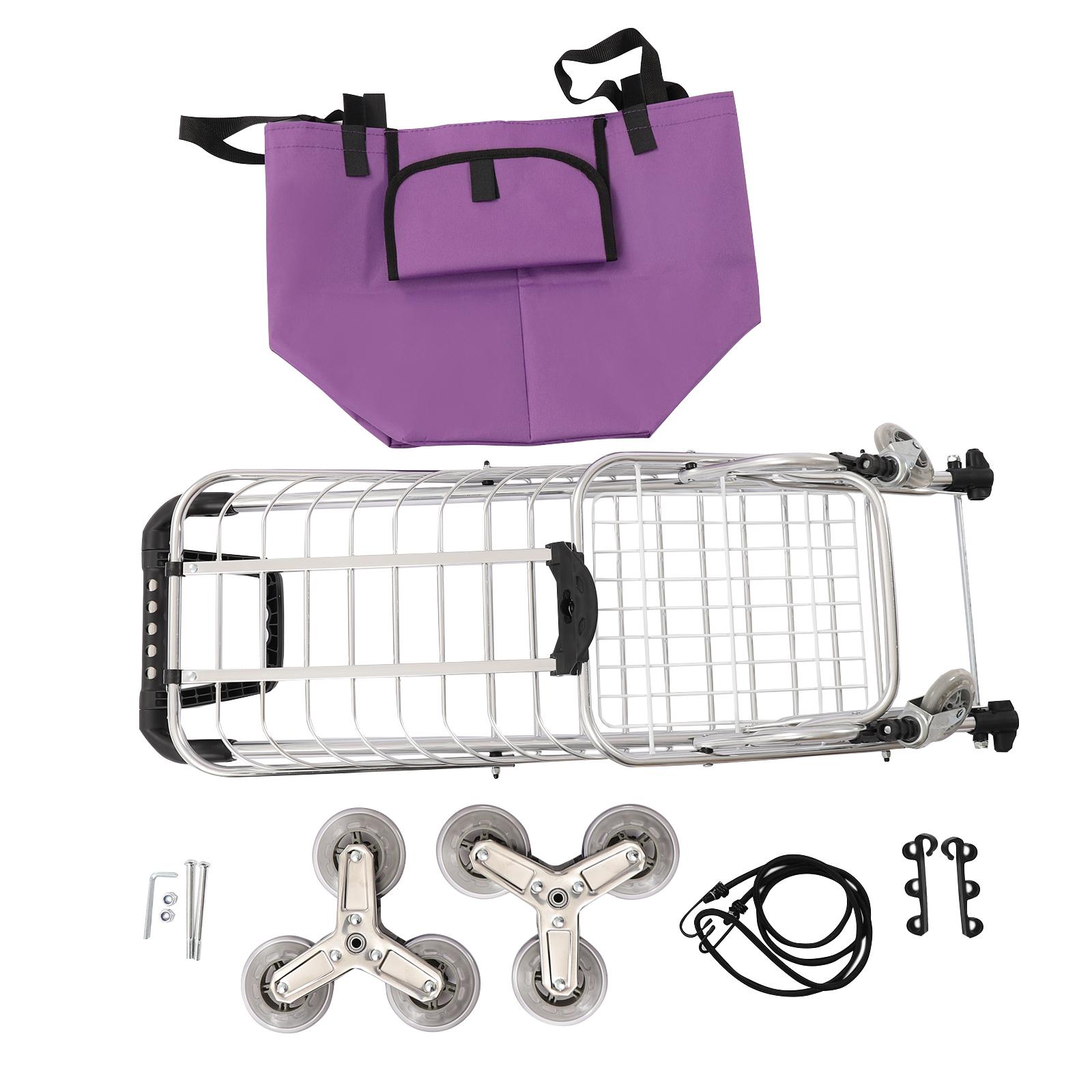 Heavy Duty Folding Shopping Cart with Wheels 40kg Capacity 35L Foldable Grocery Laundry Utility Wagon for Supermarket Picnic Moving Purple Silver Heavy Duty Folding Shopping Cart with Wheels 40kg Capacity 35L Foldable Grocery Laundry Utility Wagon for Supermarket Picnic Moving Purple Silver