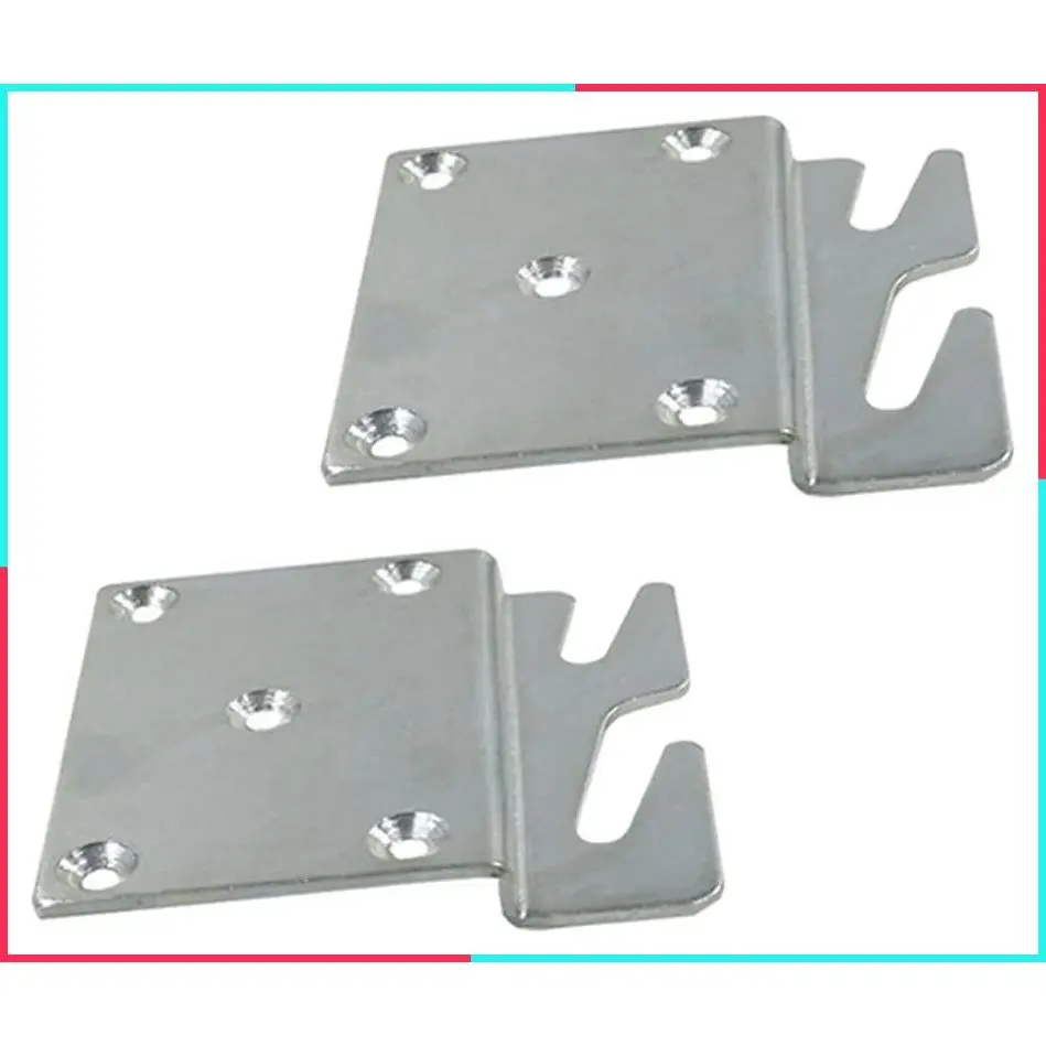 2 Pack Universal Wood Bed Headboard Brackets, Silver Adjustable Bed Rail Hook Plates
