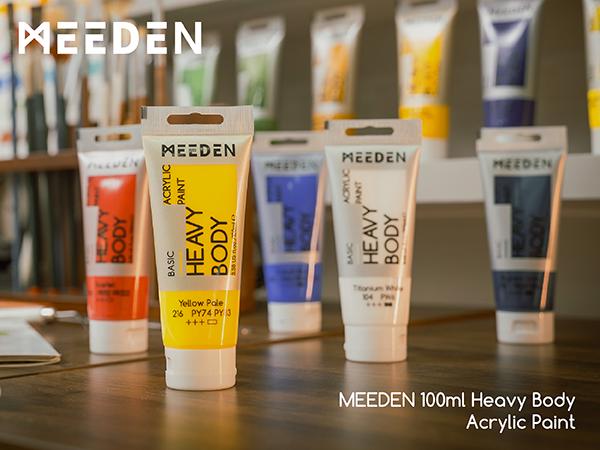 MEEDEN Acrylic Paint Set: 100ml/3.38oz x 40 Tubes - Heavy Body Acrylic Paint Set including 36 Colors & 4 x Titanium White Art Painting Art Supplies