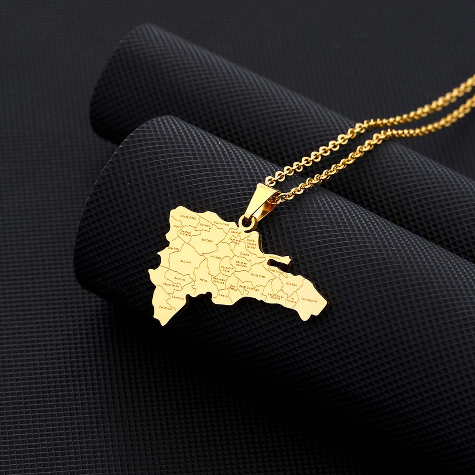 Dominican Republic Map Pendant Necklace for Men and Women - Golden / Silver Personalized Jewelry, Faith-Inspired Fashion Gift for Couples and Daily Wear