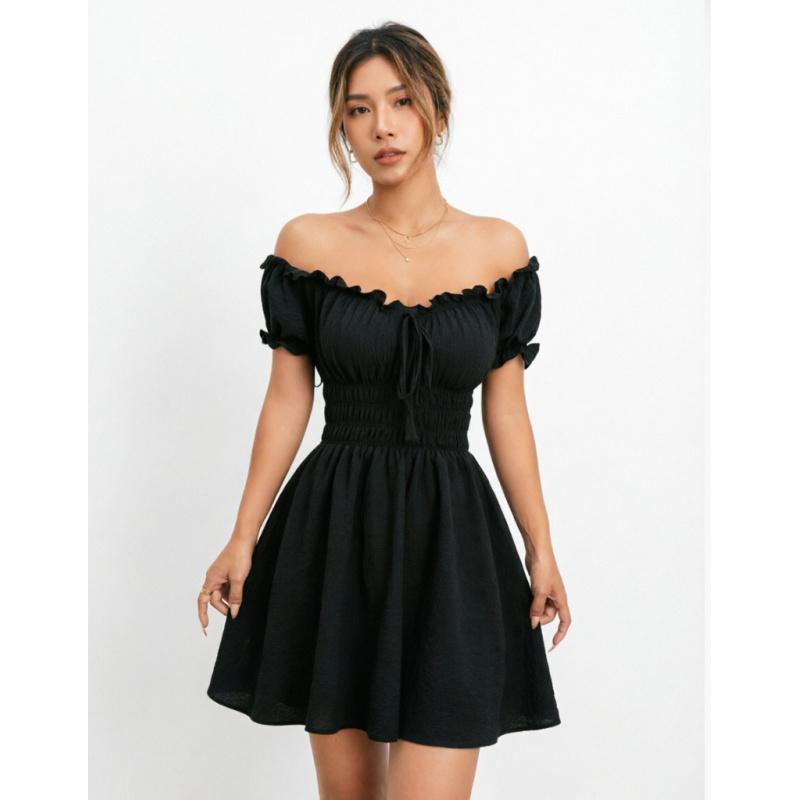 New Women'S Summer Casual Elegant Waist-Tie Dress