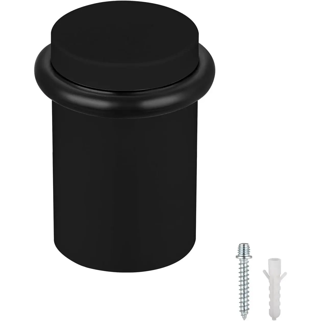 Floor Door Stopper Door Stop-Classy Solid Steel Modern Heavy Duty Door Stoppers -Floor Mount Anchor Screw-Wall Protector for Commercial Door(Black, 2.0 Inch)