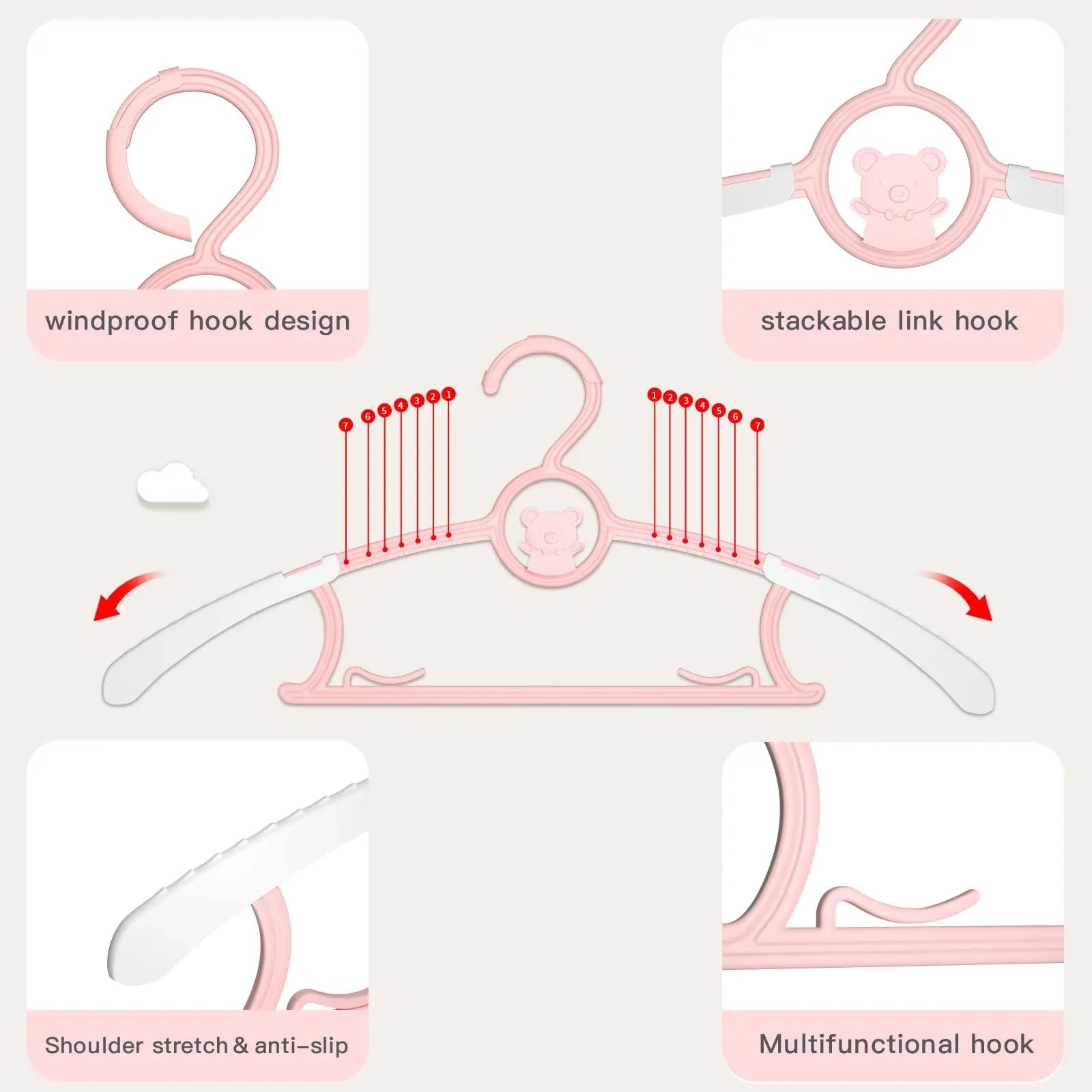 5/10/20Pcs Baby Nursery Closet Hangers, Ultra Thin Non-Slip and Extendable Laundry Infant Pant Hanger for Newborn Clothes - Adjustable Children Coat Hanger for Girl Boy Toddler Kids Child