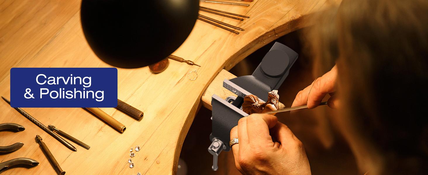 Universal Table Vise 3 Inch, 360 ° Swivel Base Bench Clamp Home Vise Clamp-On Vise Repair Tool Portable Work Bench Vise for Woodworking, Cutting Conduit, Drilling, Metalworking - Blue Heavy Duty Hardware