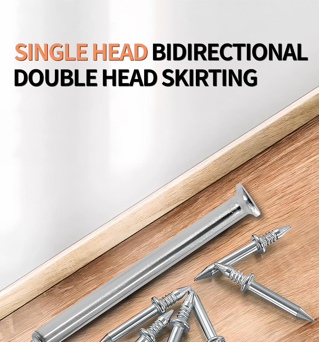 SOPAMI 200 Count Non-Marking Double-Headed Skirting Nails Sturdy Damage-Free Wall Installation Kit for Easy Application Functional Mounting Nails for Baseboards Wall Panels Furniture Cover Plates No Drilling Required