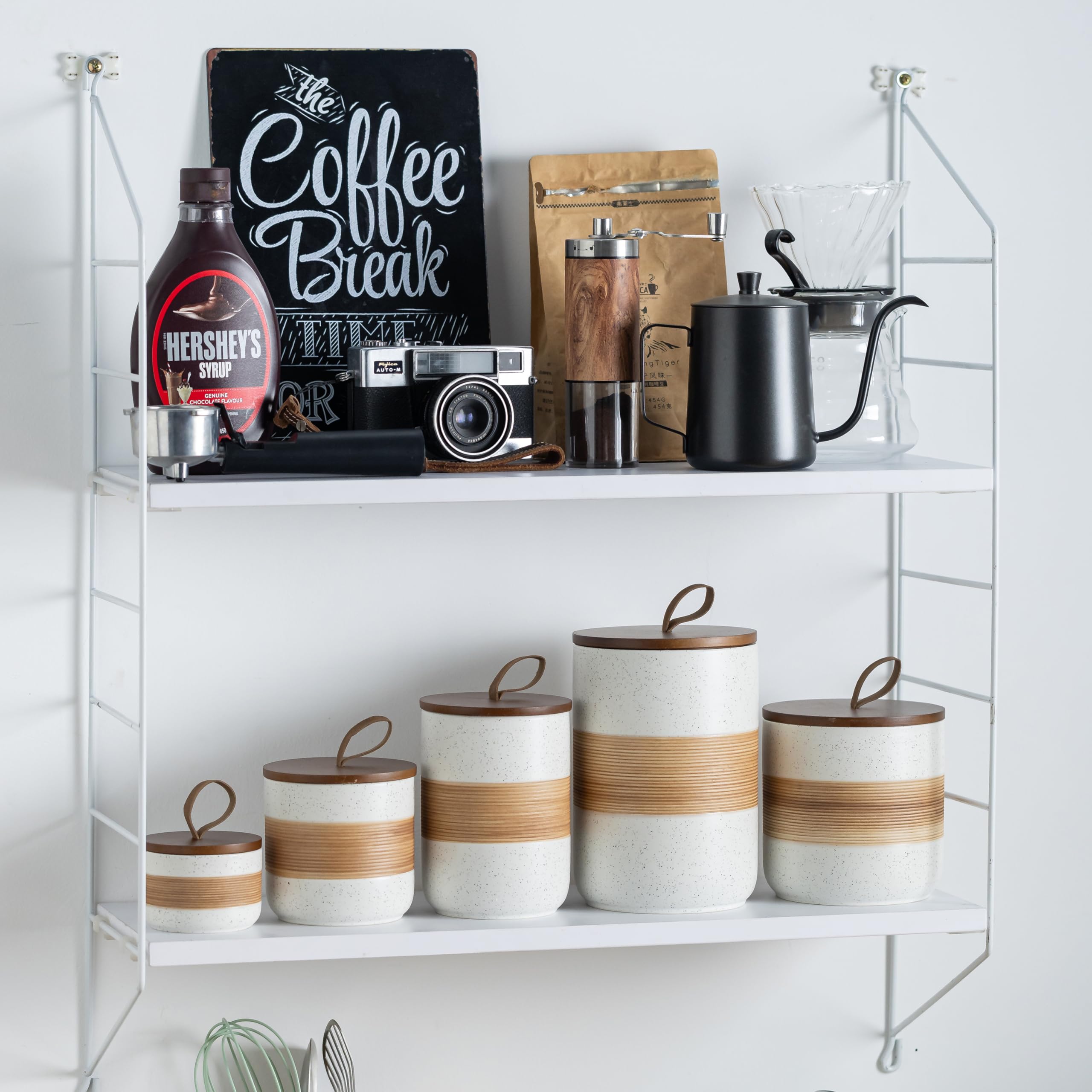 Ceramic Jar with Lid, Coffee Container Kitchen Food Storage Jars for Spice Sugar Tea Bag, Stackable Decorative Jars for Countertop Ceramic Jar with Lid, Coffee Container Kitchen Food Storage Jars for Spice Sugar Tea Bag, Stackable Decorative Jars for Countertop