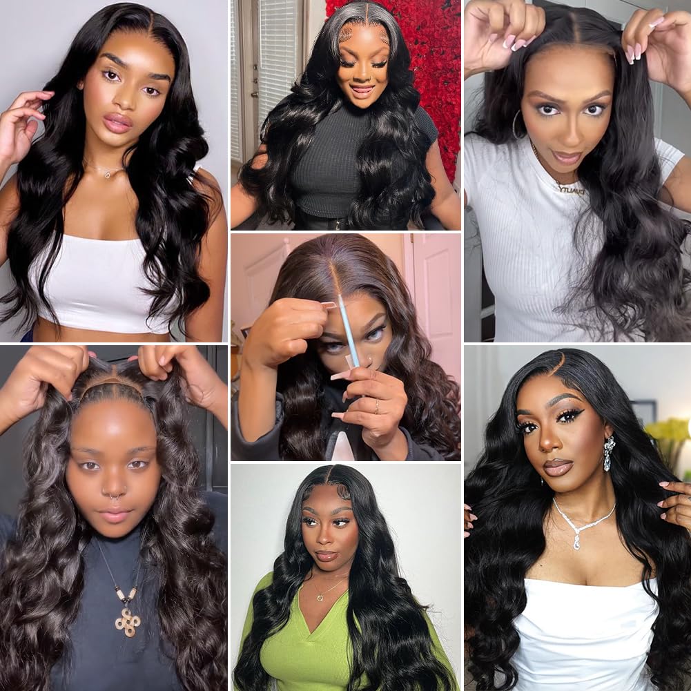 Bling Hair 6x4 7x5 9x6 Ready and Go Glueless Wigs Human Hair Pre Plucked Pre Cut HD Lace No Glue Body Wave Lace Front Wigs for Women Human Hair Glueless with Natural Hairline 150% Density SpringStatements