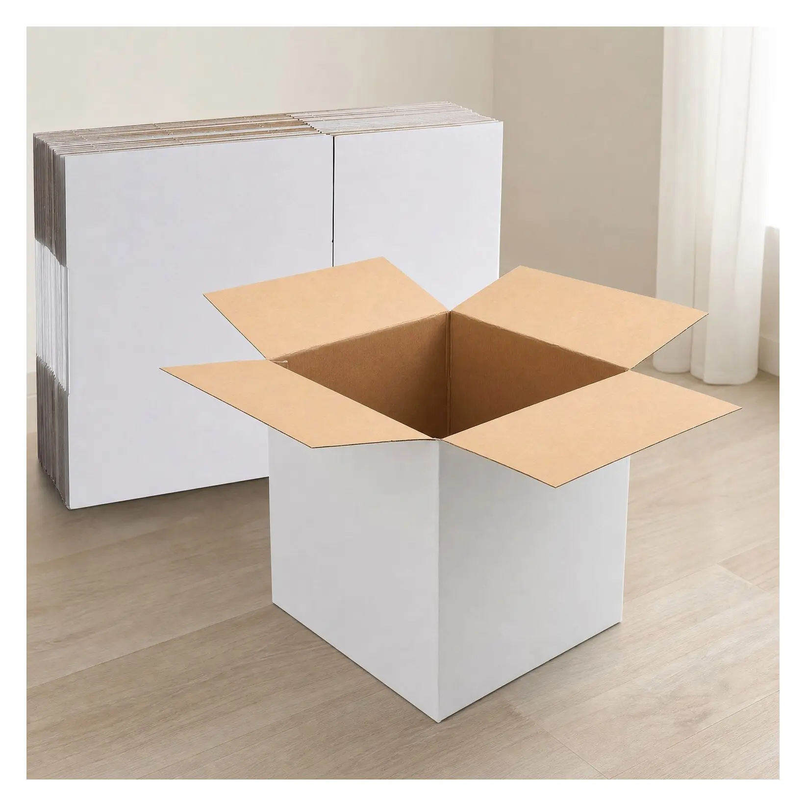 12x12x12 White Corrugated Shipping Boxes 10 Pack with Side-Lock and Pre-Applied Double-Sided Tape, Easy Assemble Mailer Boxes for Small BusinessGift
