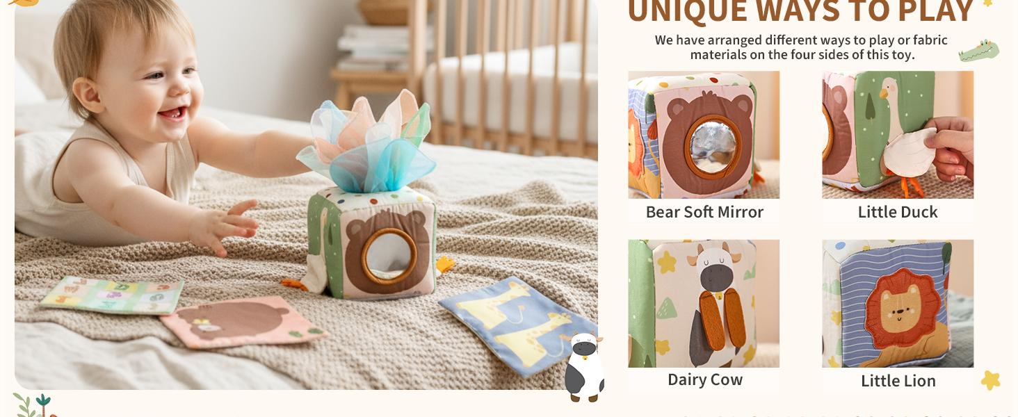Youuys Baby Tissue Box Toy for Babies 6-12 Months, Montessori Sensory Toys for 1 Year Old Boy, Infant Toy with Crinkle Tissues & Fine Motor, for 6 9 12 18 Months Old Kids 1st Birthday : Health & Household
