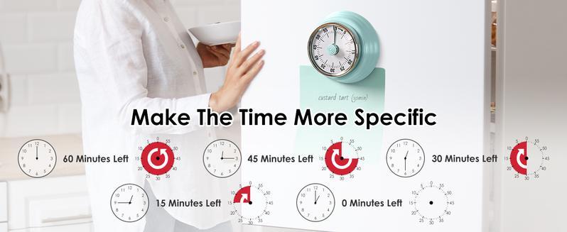 Visual Timer, Teeloray 60-Minute Countdown Timer, Kitchen Timer with Magnetic Base, Mechanical Clockwork, Ringer Alert, Time Management Tool for Children and Adults, Study/Work/Cooking