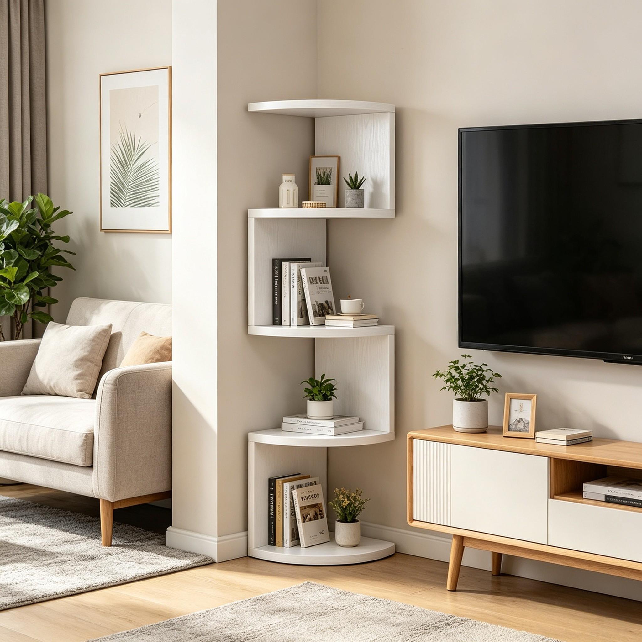 Creative Corner Shelf, No Drilling Wall-Mounted Triangular Storage Rack, Multi-Layer Thick Wood Plastic Board, Kitchen Bathroom Organizer