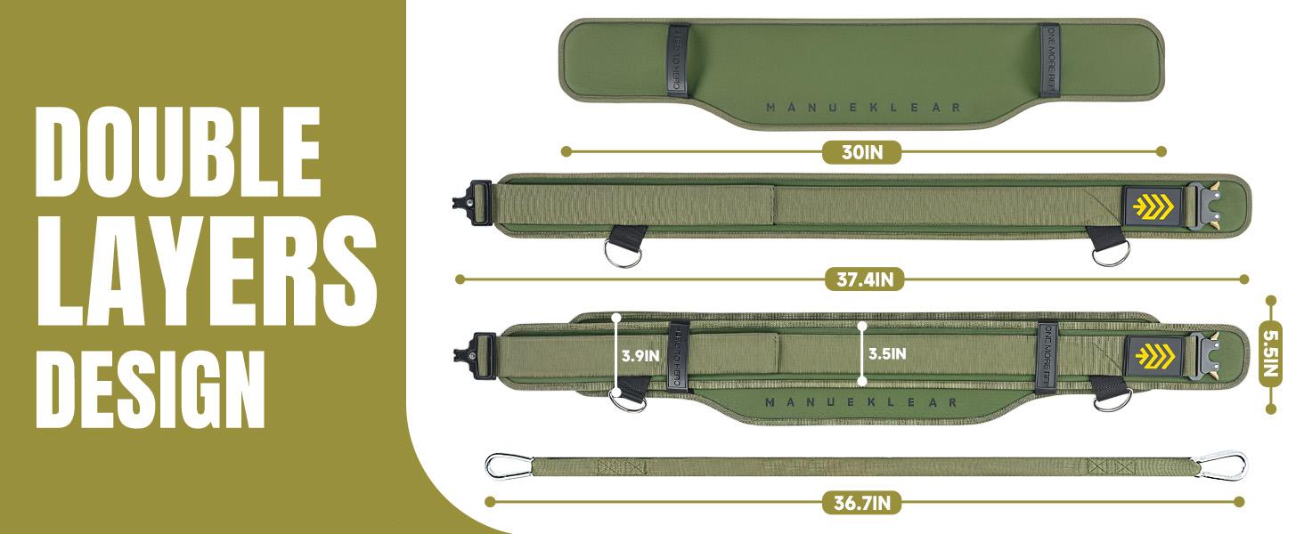 MANUEKLEAR 2-in-1 Weightlifting Belt & Dip Belt with 36.7 IN Rope, Double-Layer Weight Lifting Belts, Powerlifting Gym Weighted Belt for Pull Up Squat