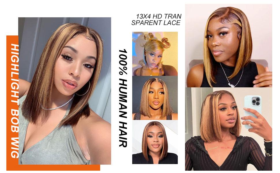 Nerkre Bob Wig Human Hair Highlight Ombre 13x4 Lace Front Wigs 4/27 Honey Blonde Wigs Human Hair Nerkre Bob Wig Human Hair Highlight Ombre 13x4 Lace Front Wigs 4/27 Honey Blonde Wigs Human Hair