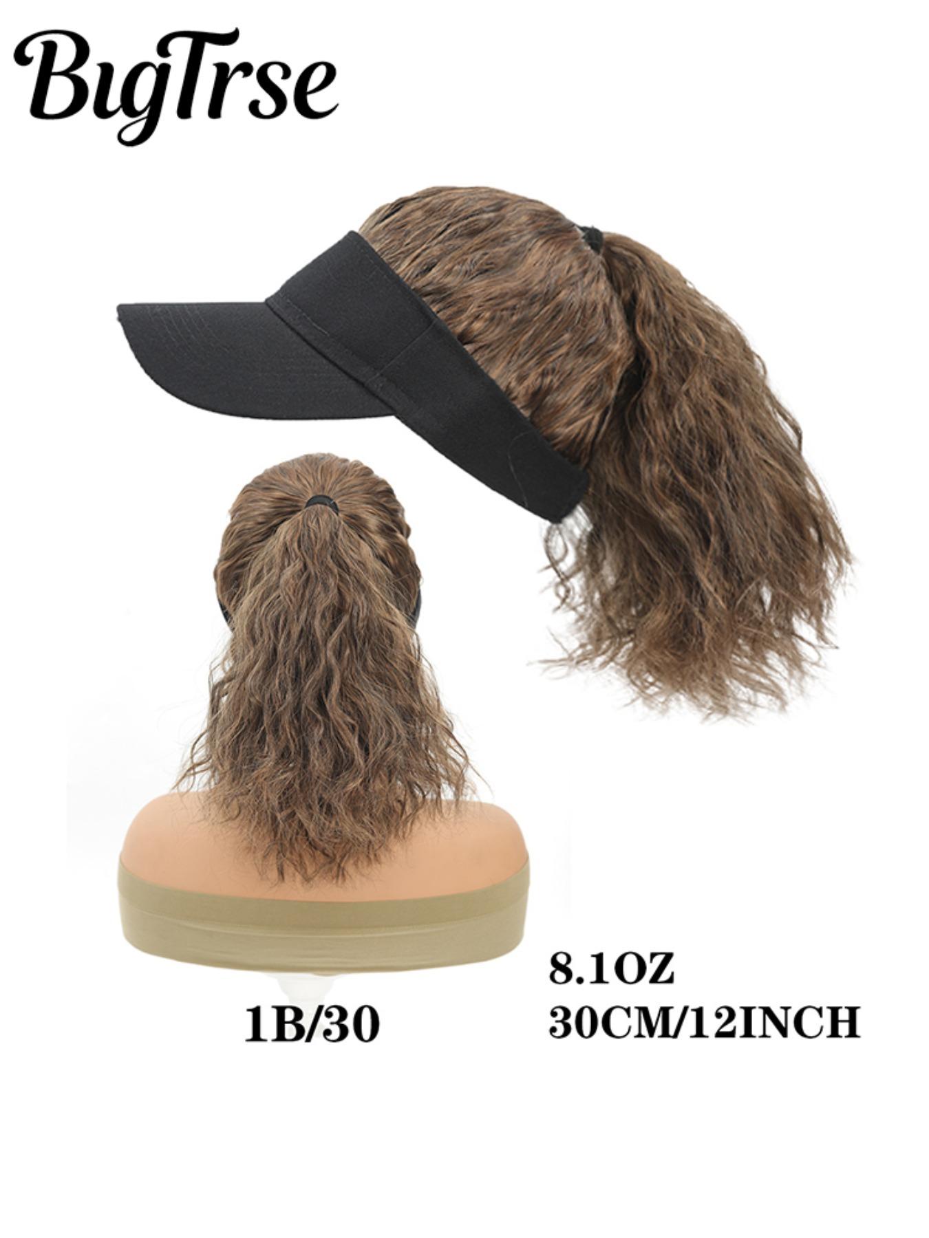 12-Inch High Ponytail Wavy Wig Hat, Summer Sun Protection Cap, Full Volume No Maintenance, Ideal for Outdoor Activities and Daily Wear